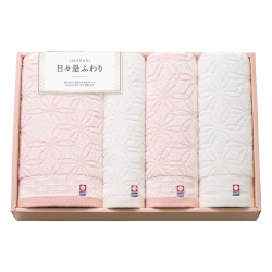 今治　日々是ふわり　バス・フェイス2P・ハンドタオルセット　No.50　（紅白）