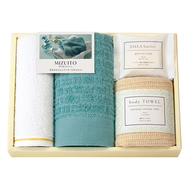 MIZUITO　澄みわたるみずいと　泉州タオルとシアバター石けんセット　No.25