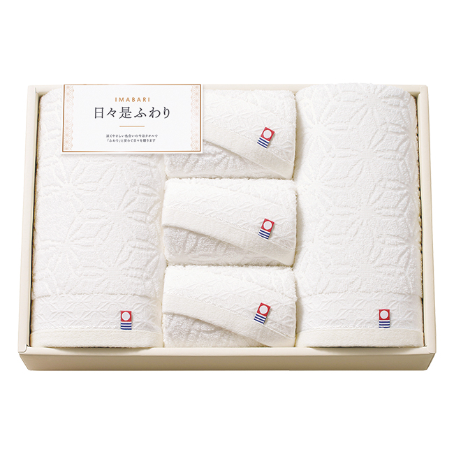 今治　日々是ふわり　バス2P・フェイスタオル3Pセット　No.80　（アイボリー）