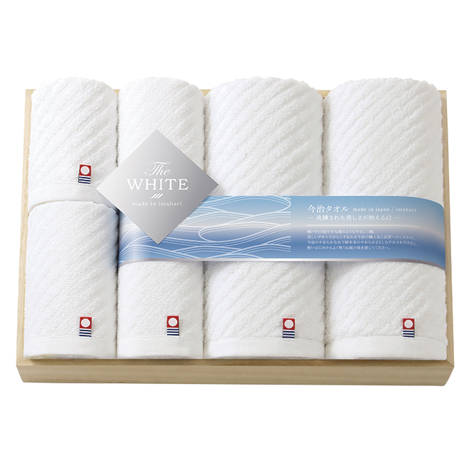 今治　The　WHITE　木箱入りバス2P・スリムバス2P・フェイスタオルセット　No.100