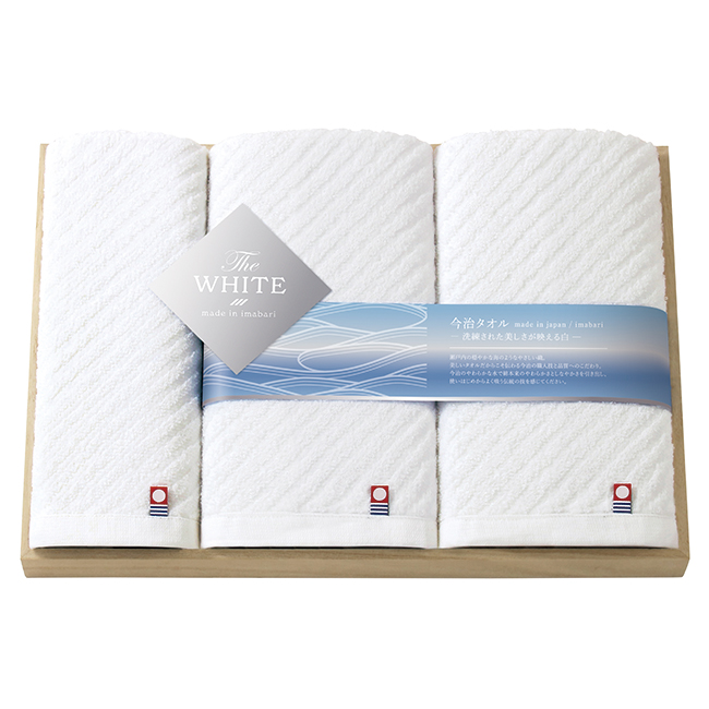 今治　The　WHITE　木箱入りスリムバス2P・フェイスタオルセット　No.40