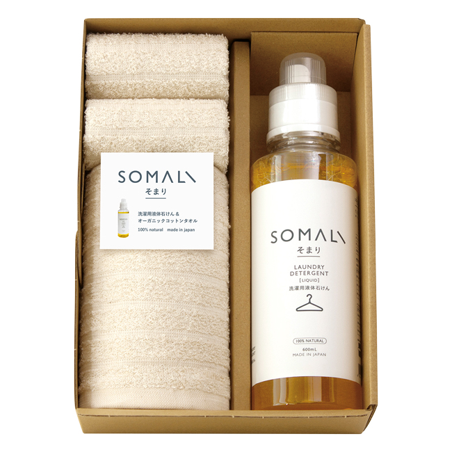 そまり　洗濯用液体石けん・フェイスタオル・ハンドタオル2Pセット　No.50