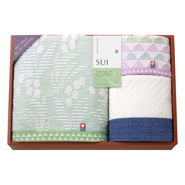 SUI-翠-　今治・泉州　バスタオル・フェイスタオル・タオルハンカチセット　No.40