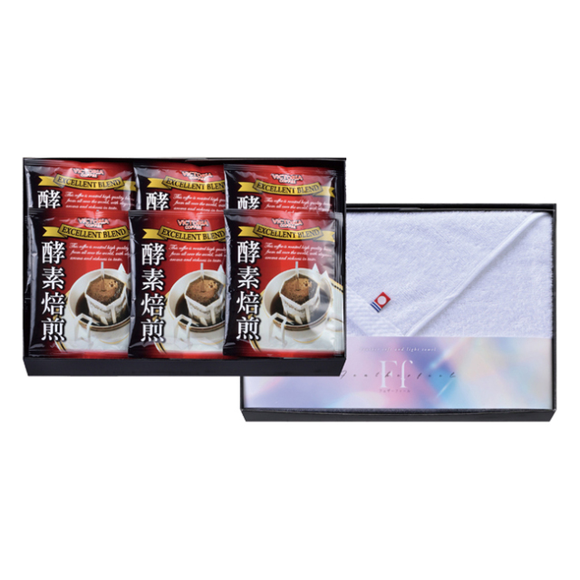 コンビネーションギフト 酵素焙煎ドリップコーヒー＆今治タオルセット