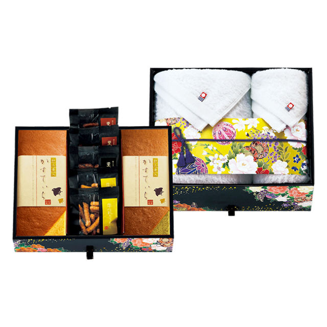 匠菴謹製　ミニたんす御進物　「ほまれ」かすてぃら＆今治産たおる　No.11