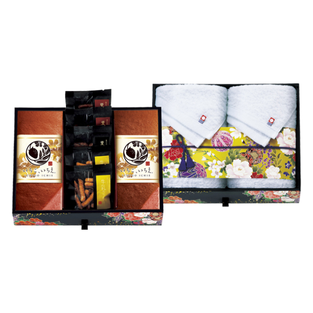 ミニたんす御進物　「いちご、いちえ。」かすてぃら＆今治産たおる　No.90