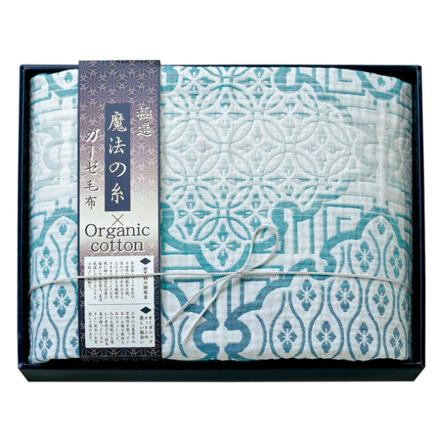 極選魔法の糸×オーガニック　プレミアム四重織ガーゼ毛布　No.100 （ブルー）
