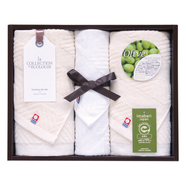 ナチュラルアイランド　今治オリーブスクラブ2　タオルセット　No.25