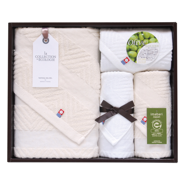 ナチュラルアイランド　今治オリーブスクラブ2　タオルセット　No.50