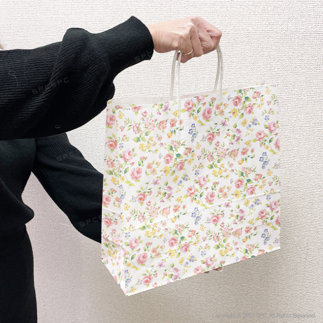 手提げ紙袋　花柄（ロマネスク）3才