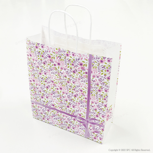 手提げ紙袋　紫花　小