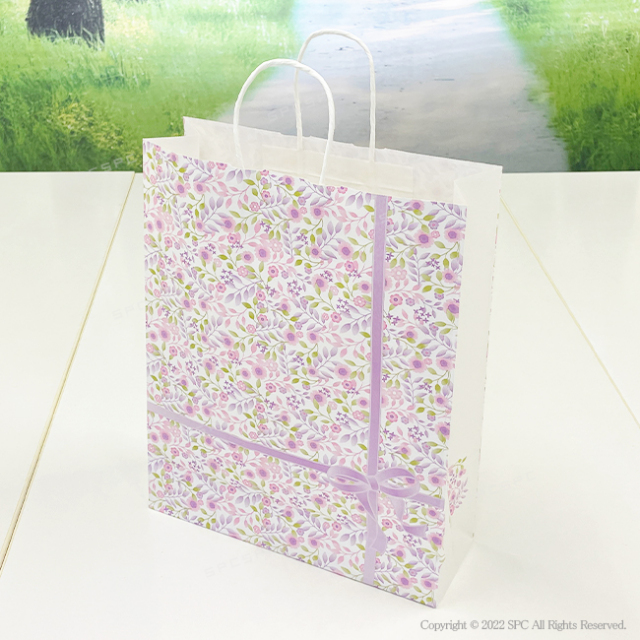 手提げ紙袋　紫花　2才