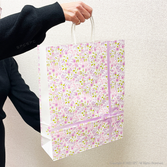 手提げ紙袋　紫花　2才