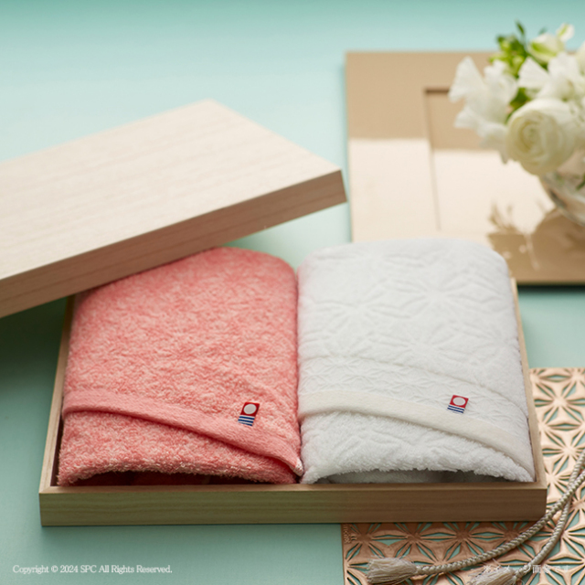 寿々　今治　木箱入りフェイスタオル2Pセット　No.30