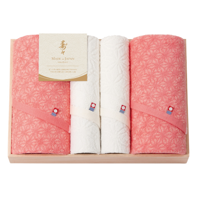 寿々　今治　木箱入りバス2P・フェイスタオル2Pセット　No.100