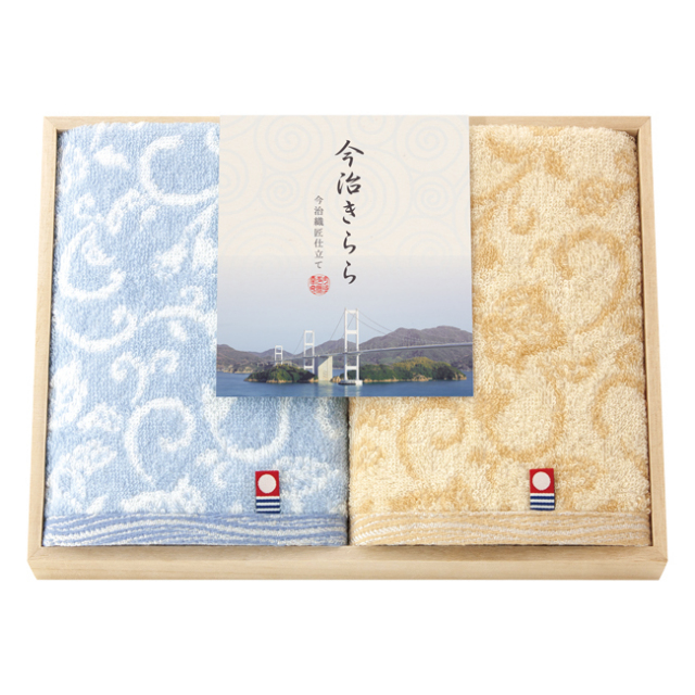 今治きらら　木箱入ハンドタオル2Pセット　No.20