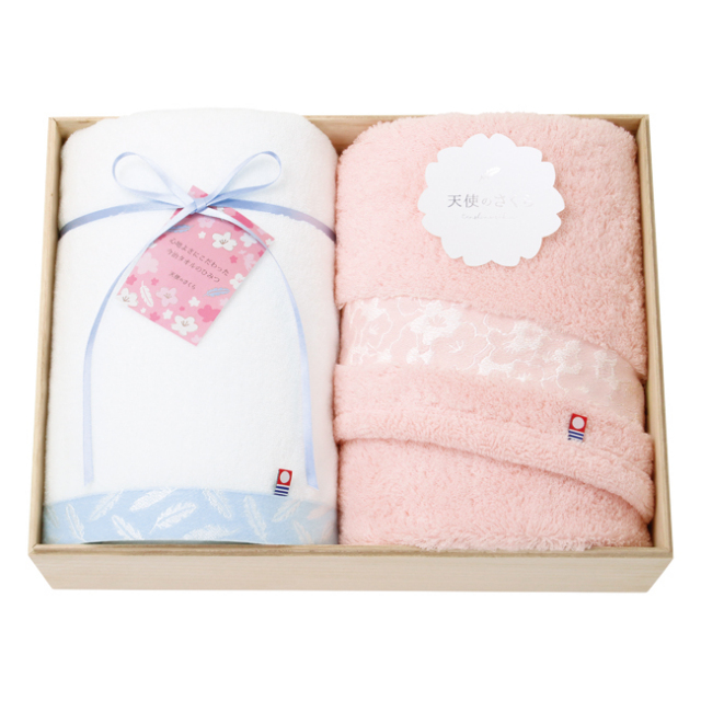 今治 天使のさくら 日本製 愛媛今治 木箱入りタオルセット No 100 結婚祝いお返し推奨 通販ギフト生活 Jp