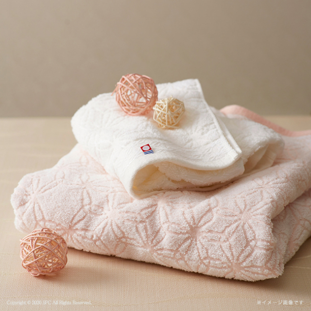 今治　日々是ふわり　フェイス2P・ハンドタオルセット　No.25　（紅白）