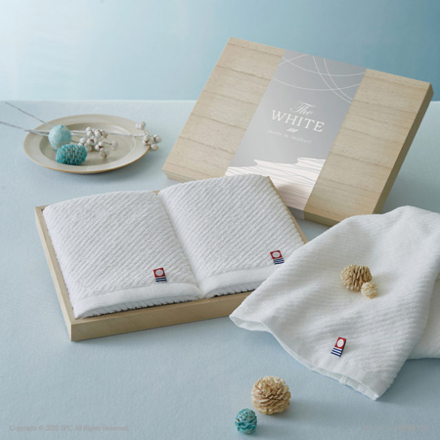 今治　The　WHITE　木箱入りフェイスタオル2Pセット　No.20