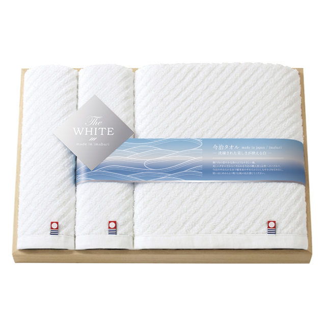 今治　The　WHITE　木箱入りバス・フェイスタオル2Pセット　No.50