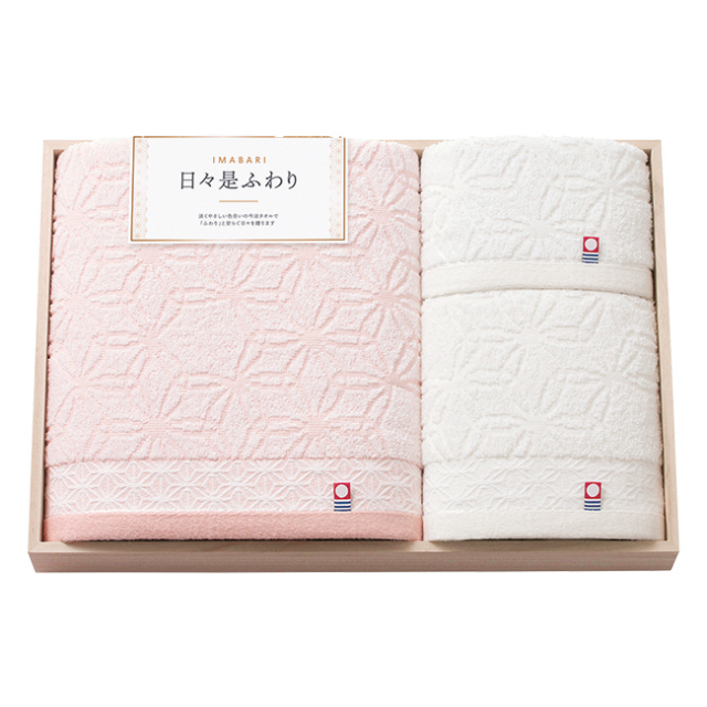 今治　日々是ふわり　木箱入りバス・フェイス・ハンドタオルセット　No.40