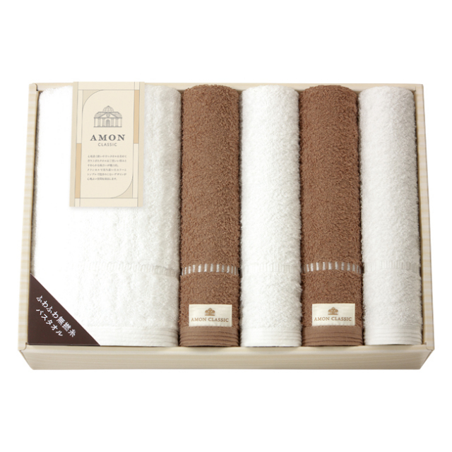 アモンクラシック　-やわらかコットン-　バス・フェイスタオル4Pセット　No.50