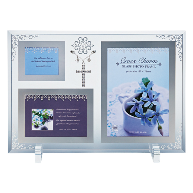 クロスチャームガラスフォトフレーム3W　No.45