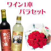 名入れワイン 1本ギフト箱入り＆バラの花束セット・紙袋付 | 退職・昇進祝い専用ギフト｜上司・同僚・お父さん・お母さんへ