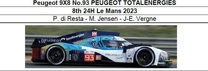 ◎予約品◎1/18　　Peugeot 9X8 No.93 PEUGEOT TOTALENERGIES 8th 24H Le Mans 2023　P. di Resta - M. Jensen - J-E. Vergne