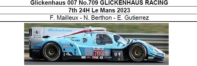 ◎予約品◎1/18　　Glickenhaus 007 No.709 GLICKENHAUS RACING 7th 24H Le Mans 2023　F. Mailleux - N. Berthon - E. Gutierrez