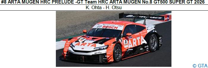 ◎予約品◎　1/43　#8 ARTA MUGEN HRC PRELUDE -GT Team HRC ARTA MUGEN No.8 GT500 SUPER GT 2026/K. Ohta - H. Otsu