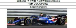 ◎予約品◎　Williams F1 FW45 No.2 Williams Racing 10th USA GP 2023　Logan Sargeant