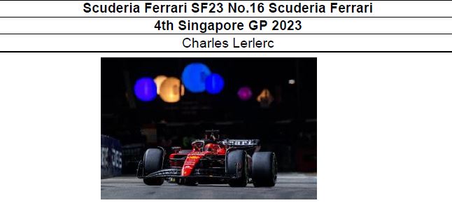 ◎予約品◎　Scuderia Ferrari SF23 No.16 Scuderia Ferrari 4th Singapore GP 2023　Charles Lerlerc