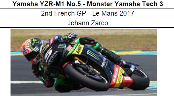 ◎予約品◎　Yamaha YZR-M1 No.5 - Monster Yamaha Tech 3 2nd French GP - Le Mans 2017　Johann Zarco