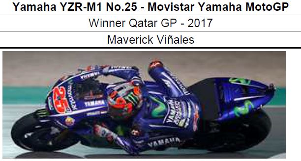 ◎予約品◎　Yamaha YZR-M1 No.25 - Movistar Yamaha MotoGP Winner Qatar GP - 2017　Maverick Vinales