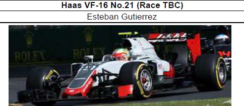 ◎生産中止◎　Haas VF-16 No.21 (Race TBC)  Esteban Gutierrez