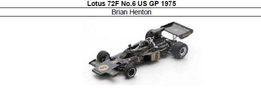 ◎予約品◎　Lotus 72F No.6 US GP 1975　Brian Henton