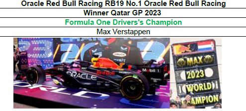 ◎予約品◎　Oracle Red Bull Racing RB19 No.1 Oracle Red Bull Racing Winner Qatar GP 2023 　Formula One Drivers's Champion  Max Verstappen