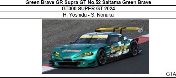 ◎予約品◎ Green Brave GR Supra GT No.52 Saitama Green