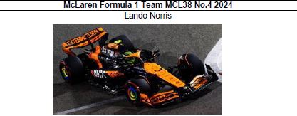 ◎予約品◎1/18 McLaren Formula 1 Team MCL38 No.4 3rd Australian GP 2024　Lando Norris◎予約品◎　McLaren Formula 1 Team MCL38 No.4 Bahrain GP 2024　Lando Norris　→　仕様変更　Winner Miami GP 2024/価格変更