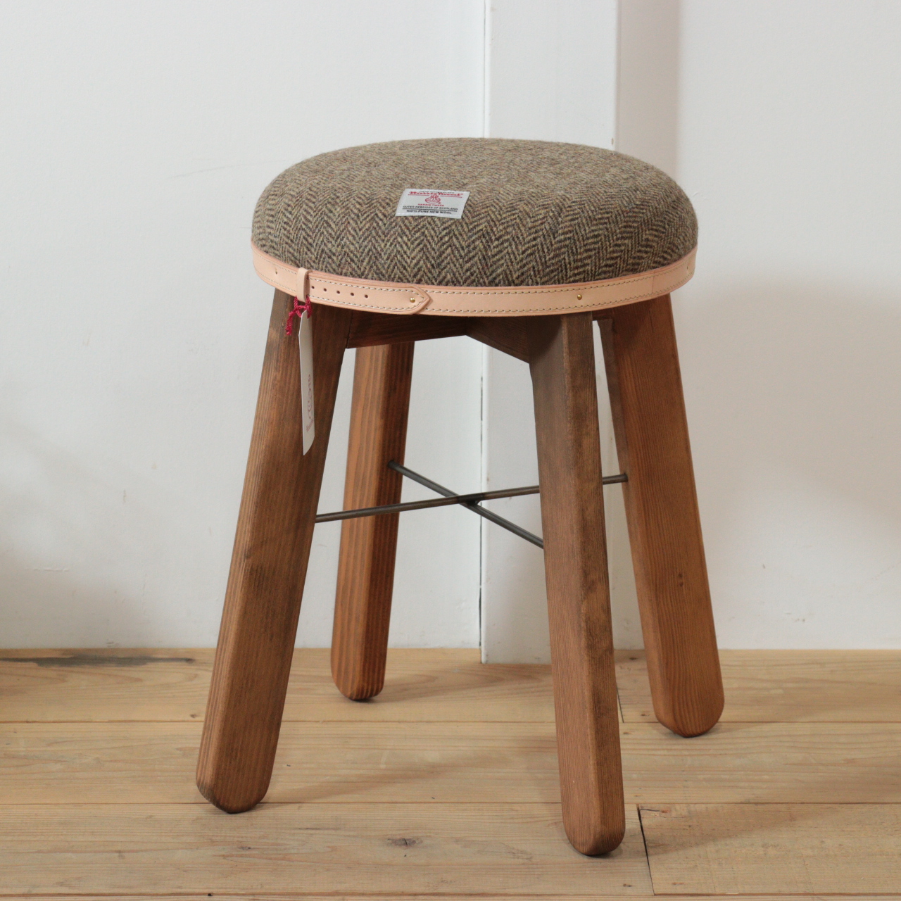 まぁるいハイスツール【ヘリンボーンブラウン】
