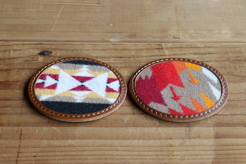 2個セット本革レザーコースターｘPENDLETON　【Tucson Khaki】