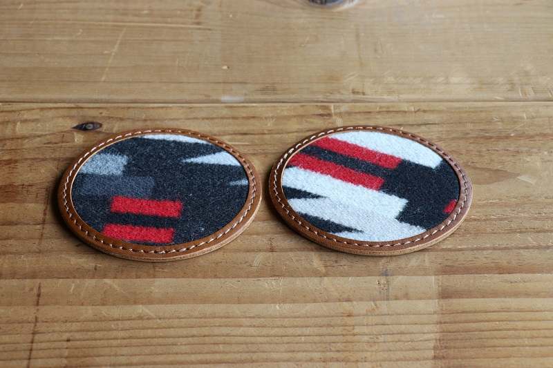 2個セット本革レザーコースターｘPENDLETON　【RioRancho Black】