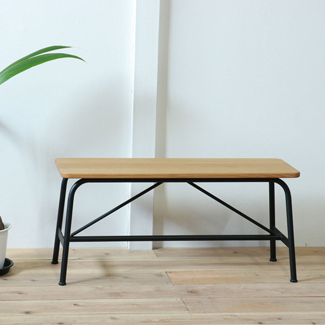 【W900】オーク無垢材のアイアンベンチ・ダイニングベンチ