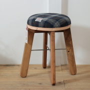 まぁるいハイスツール【ネイビー&グレーチェック】