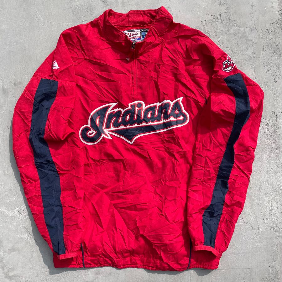 古着,USED,MLB,メジャーリーグ,CLEVELANDINDIANS,クリーブランドインディアンス,ハーフジップジャケット