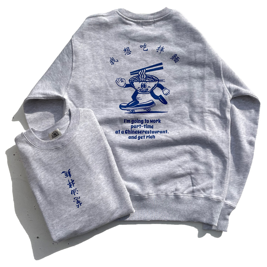 まんまる,スウェット,クルーネック,裏起毛,葱油拌麺,バンメン