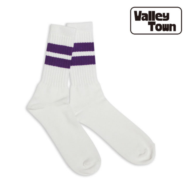 PACIFIC STANDARD TIME x ALL GOOD STORE / ラインソックス 靴下 / VALLEY TOWN - SUBWAY  LINE COTTON SOCK - TANIMACHI PURPLE / PST