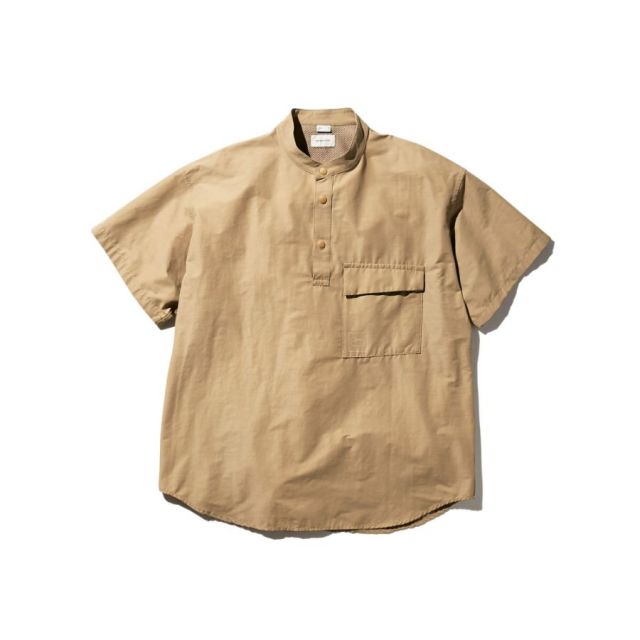 Woolrich ウールリッチ プルオーバー半袖シャツ スタンドカラー Cordura Wool Short Sleeve Shirt Beige Wjs メンズ