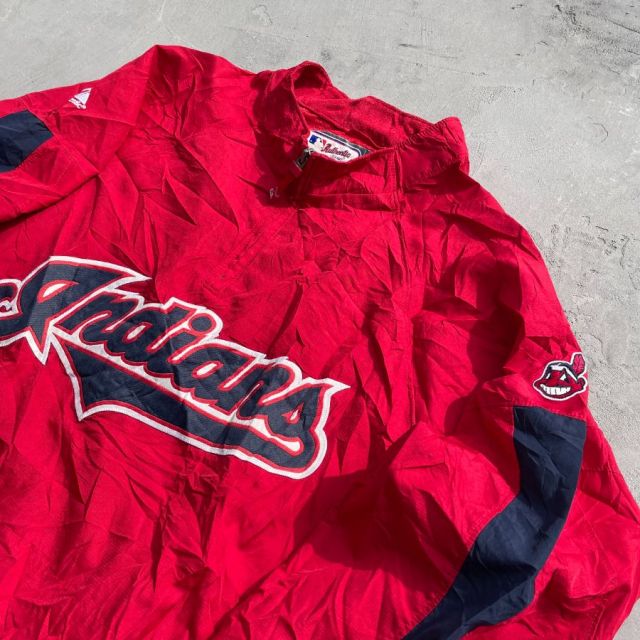 古着,USED,MLB,メジャーリーグ,CLEVELANDINDIANS,クリーブランドインディアンス,ハーフジップジャケット